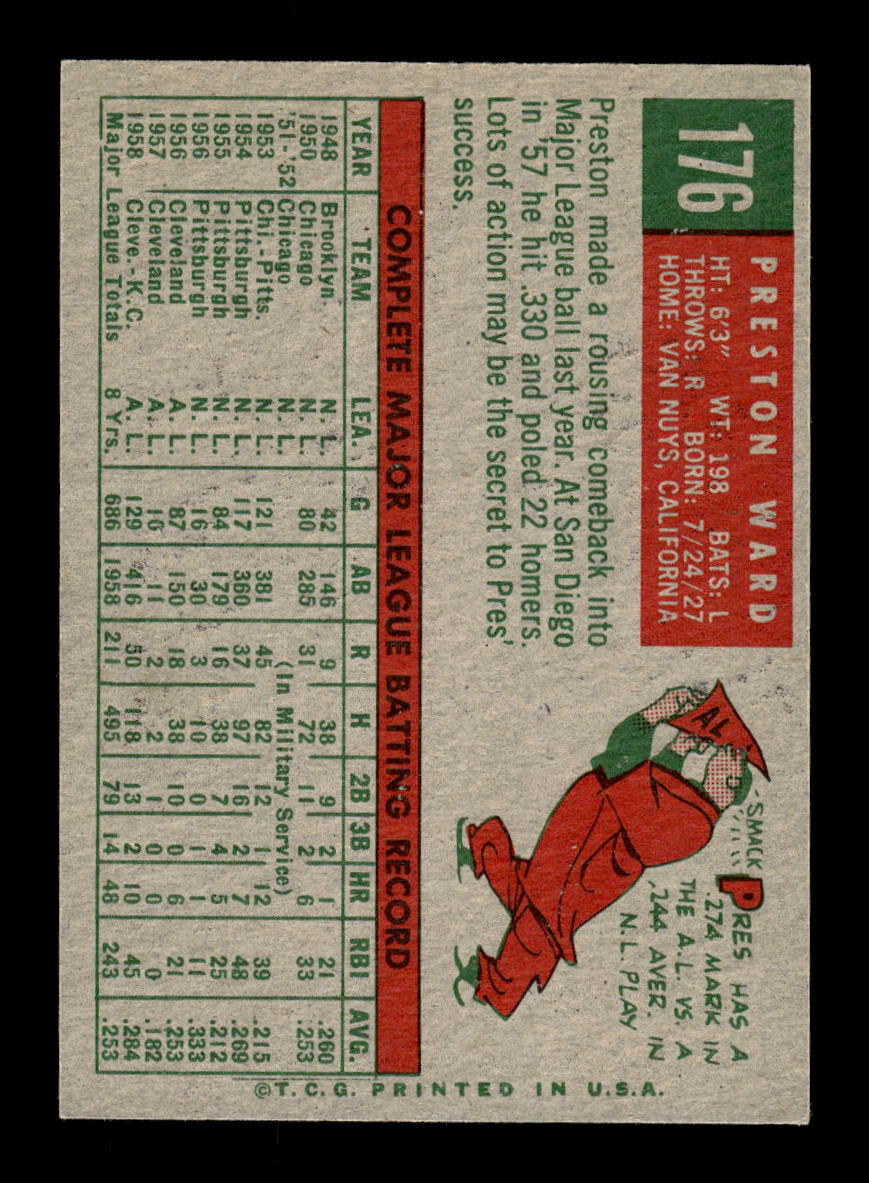 1959 Topps #176 Preston Ward Kansas City Athletics EXMT 10012976