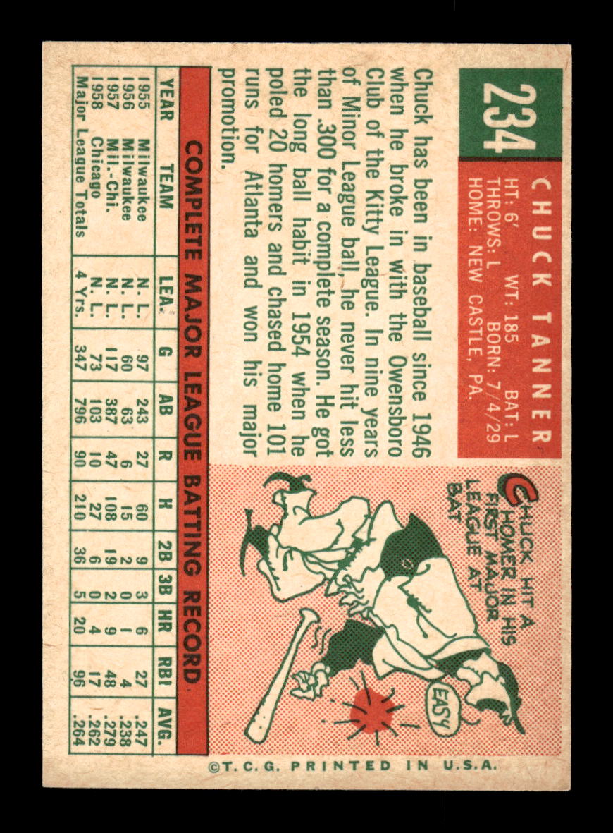 1959 Topps #234b Chuck Tanner Chicago Cubs EXMT 10012993