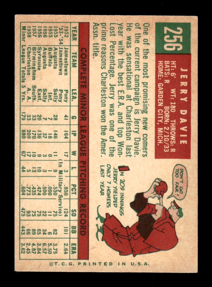 1959 Topps #256b Jerry Davie Detroit Tigers EXMT 10013002