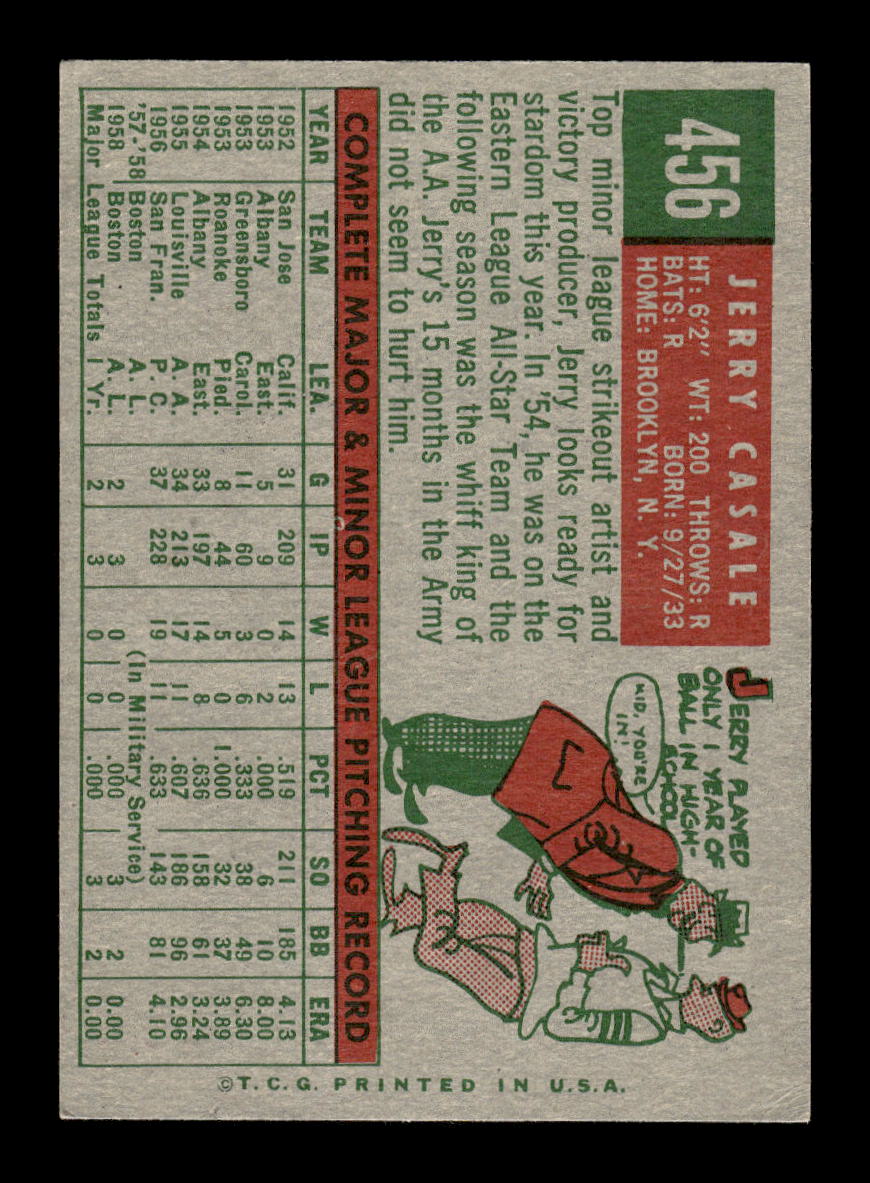 1959 Topps #456 Jerry Casale Boston Red Sox EXMT 10013049