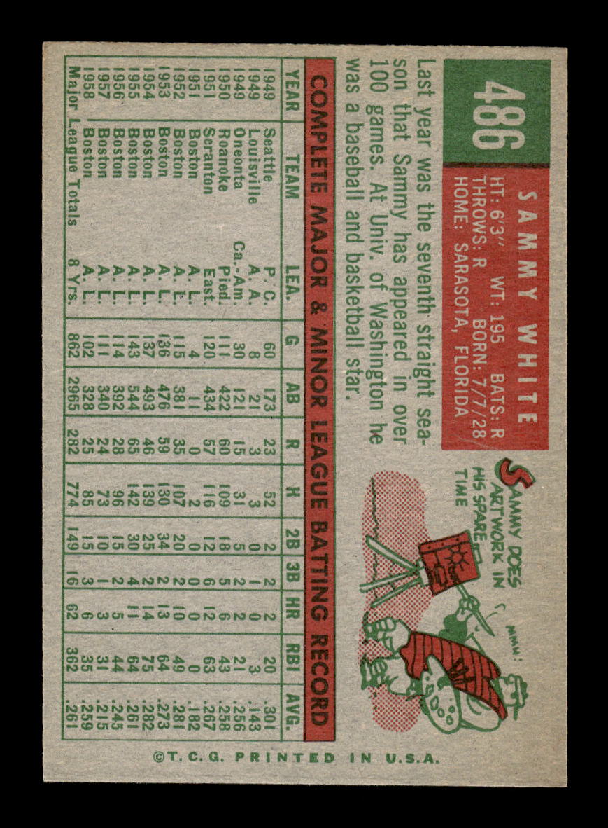 1959 Topps #486 Sammy White Boston Red Sox EXMT 10013055