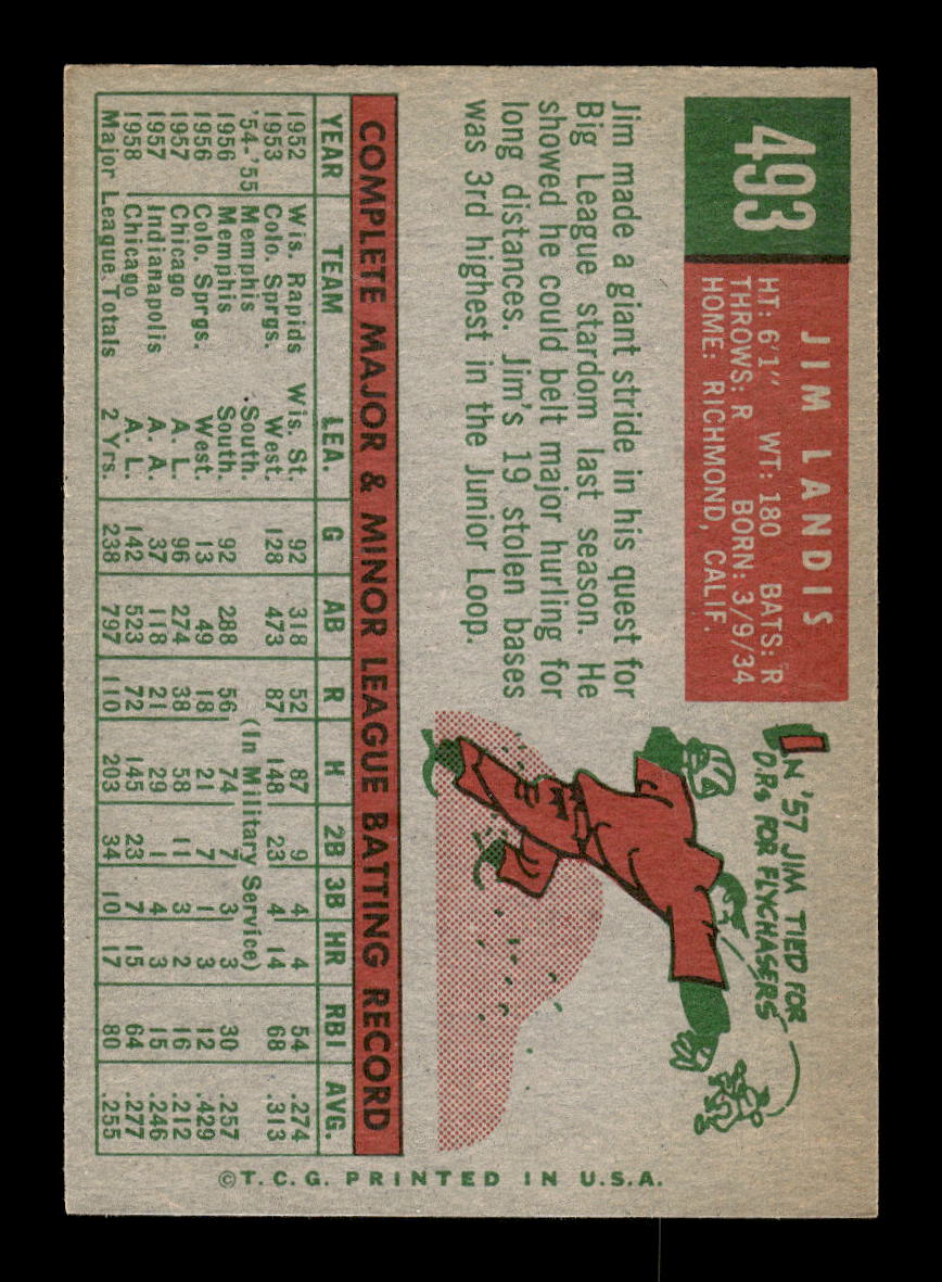 1959 Topps #493 Jim Landis Chicago White Sox EXMT 10013057