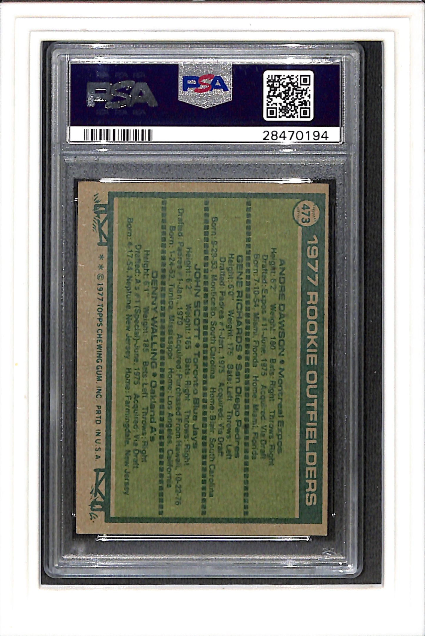 1977 Topps #473 Rookie Outfielders PSA 5 SN 28470194