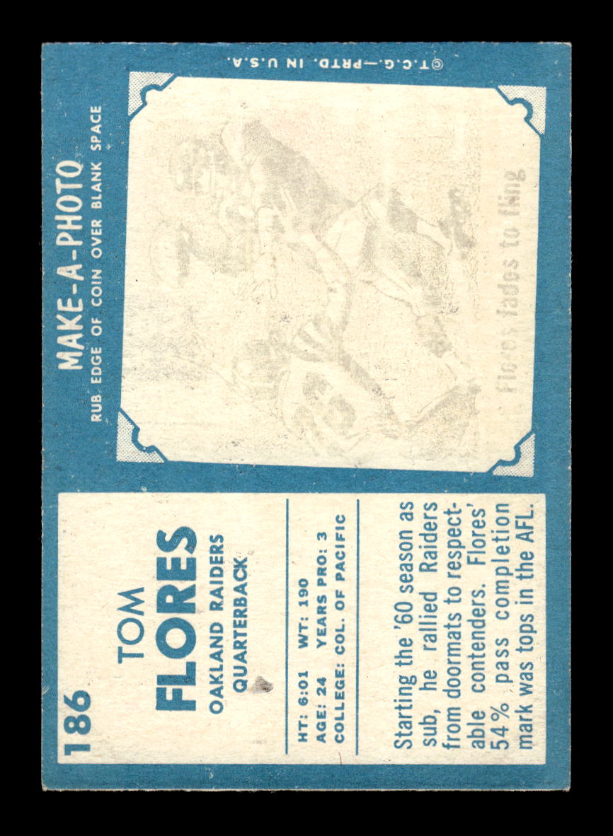 1961 Topps #186 Tom Flores Oakland Raiders EXMT 10013105