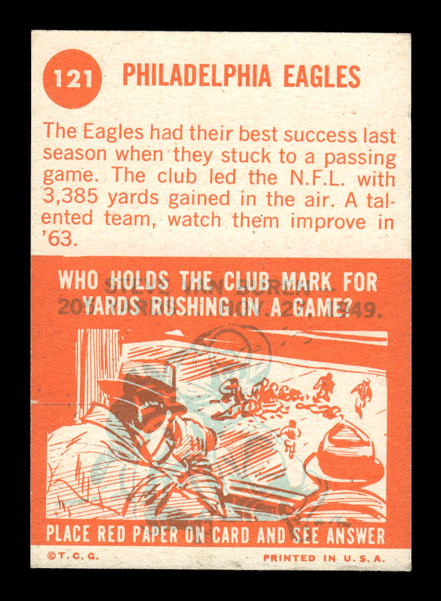 1963 Topps #121 Philadelphia Eagles Philadelphia Eagles EXMT 10013114