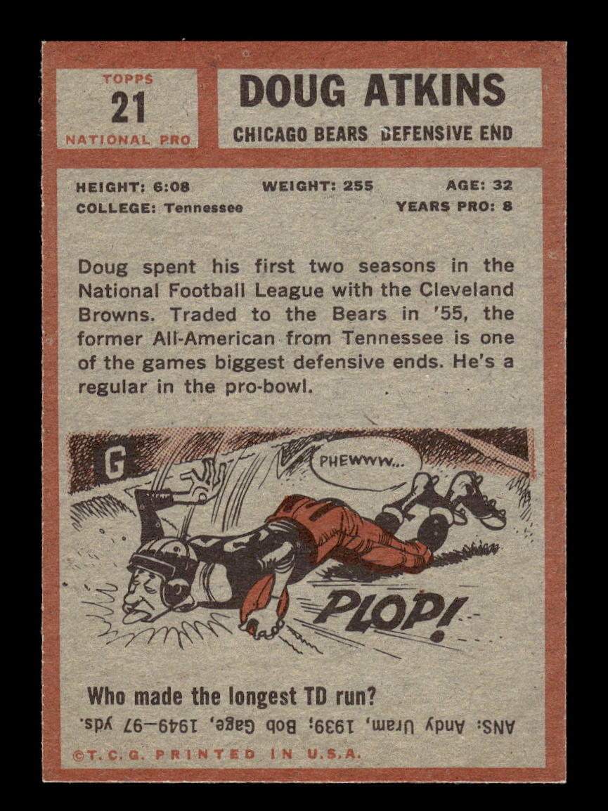 1962 Topps #21 Doug Atkins Chicago Bears EXMT 10013133