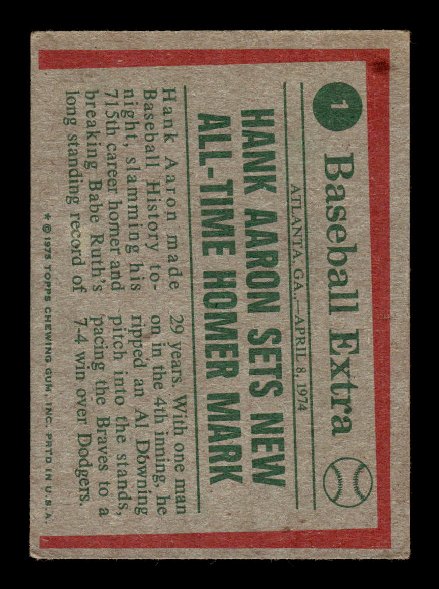 1975 Topps #1 Hank Aaron Atlanta Braves VGEX 10013178