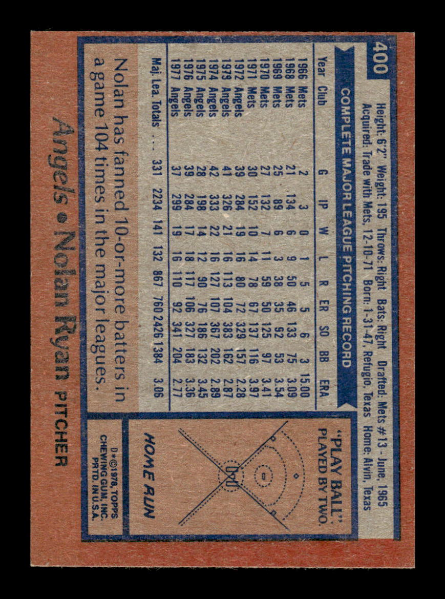 1978 Topps #400 Nolan Ryan California Angels EX 10013193