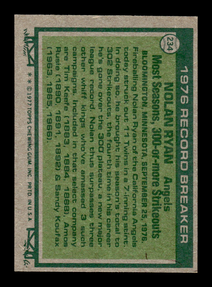 1977 Topps #234 Nolan Ryan California Angels EX 10013195