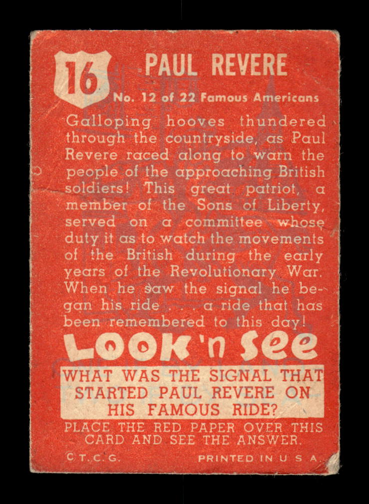 1952 Topps Look 'n See (R714-16) #16 Paul Revere G/VG 26013510