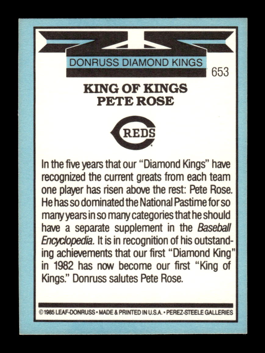 1986 Donruss #653 Pete Rose Cincinnati Reds VG MM26013513