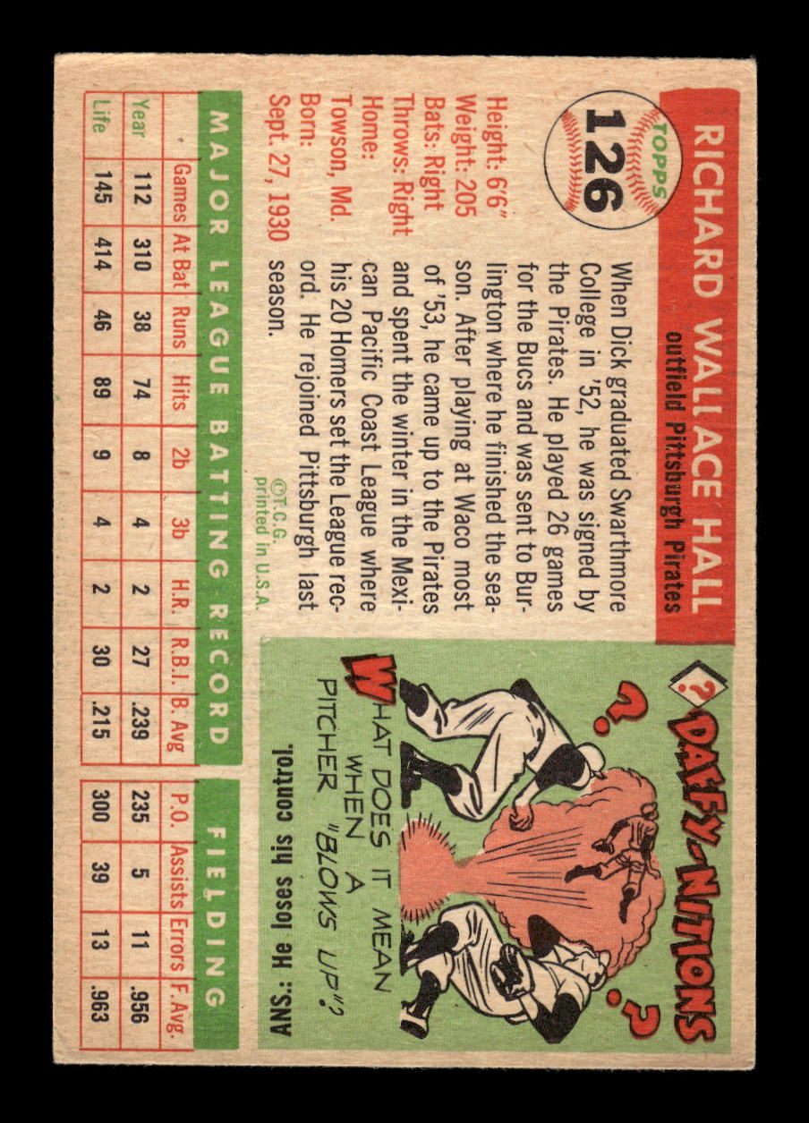 1955 Topps #126 Dick Hall Pittsburgh Pirates VG MM26013756