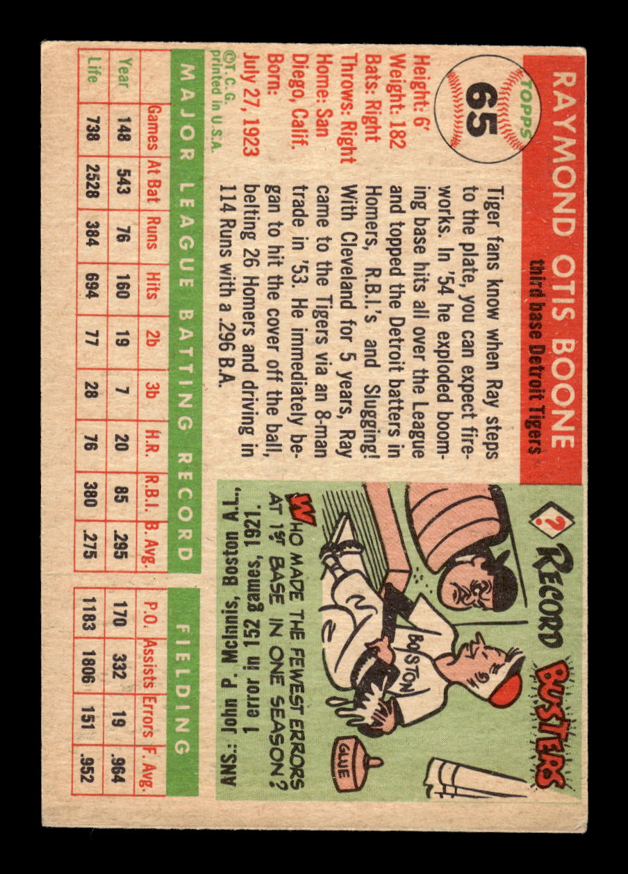 1955 Topps #65 Ray Boone Detroit Tigers VG MM26013783