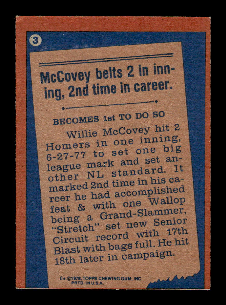 1978 Topps #3 Willie McCovey San Francisco Giants EX MM26013926