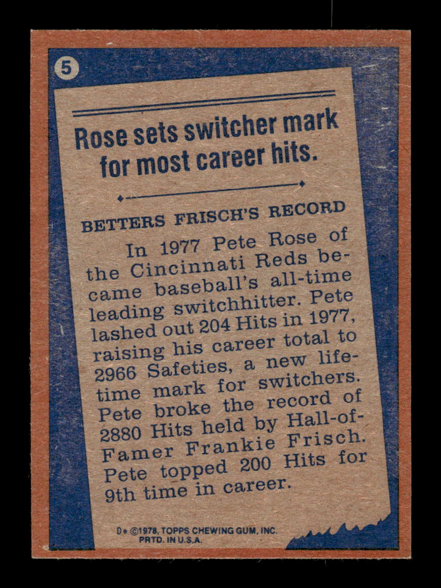 1978 Topps #5 Pete Rose Cincinnati Reds EX MM26013930