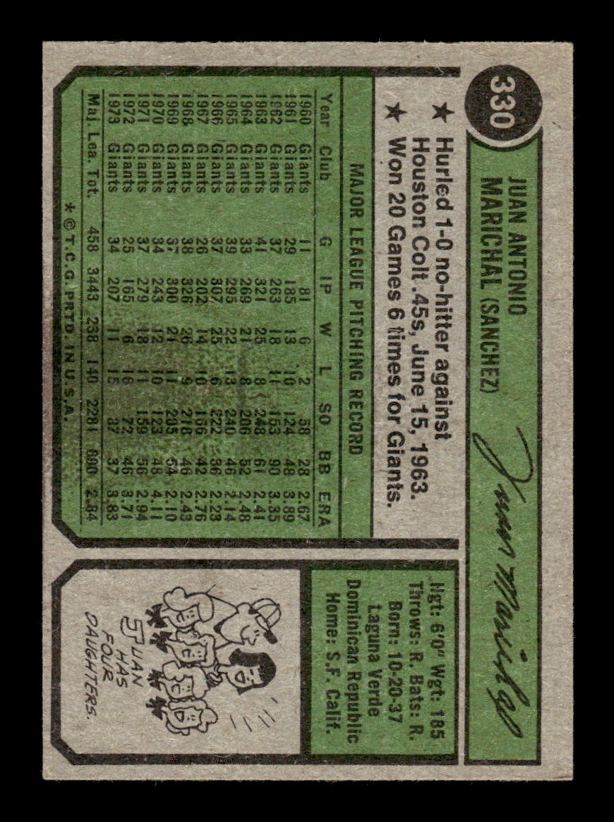 1974 Topps #330 Juan Marichal San Francisco Giants EX MM26013945