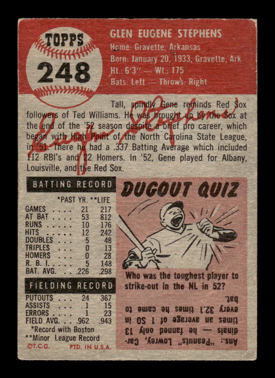 1953 Topps #248 Gene Stephens Boston Red Sox FAIR MM26014025