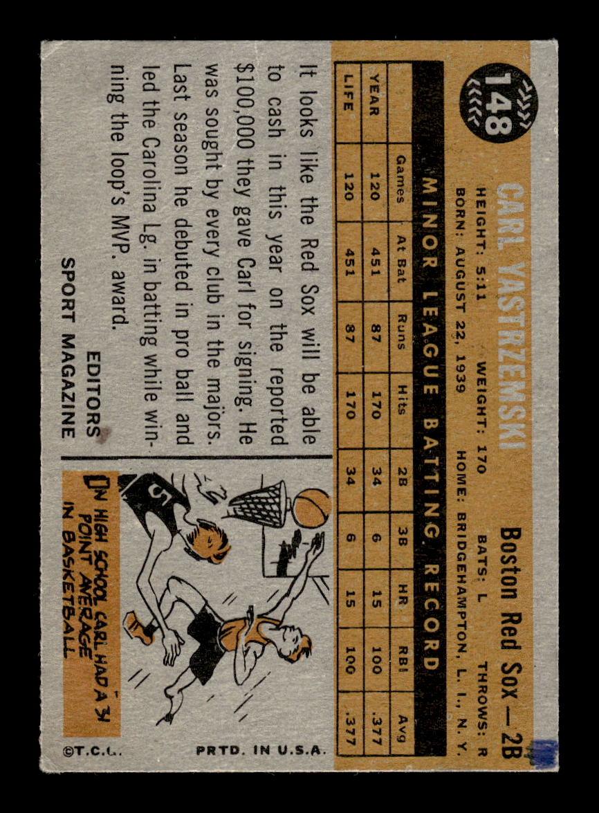 1960 Topps #148 Carl Yastrzemski Boston Red Sox VG CS26014215