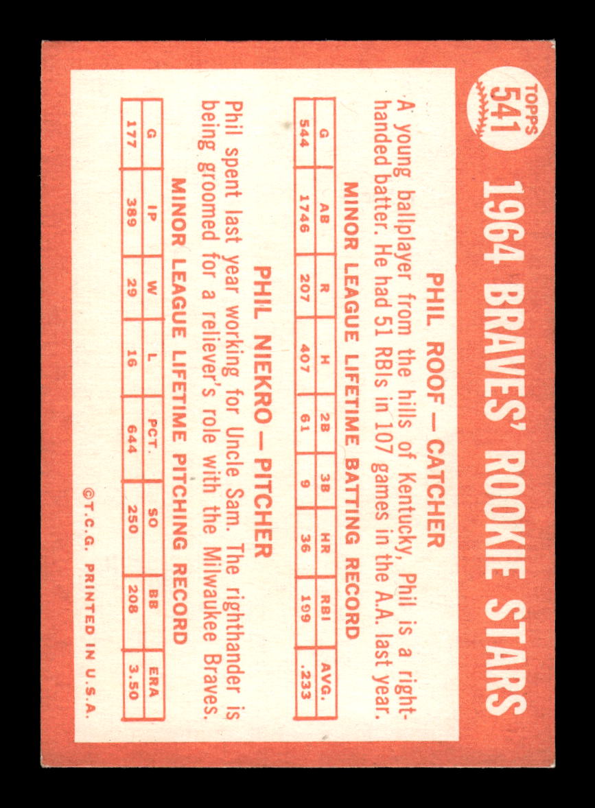 1964 Topps #541 Phil Niekro HI # Milwaukee Braves VGEX CS26014220