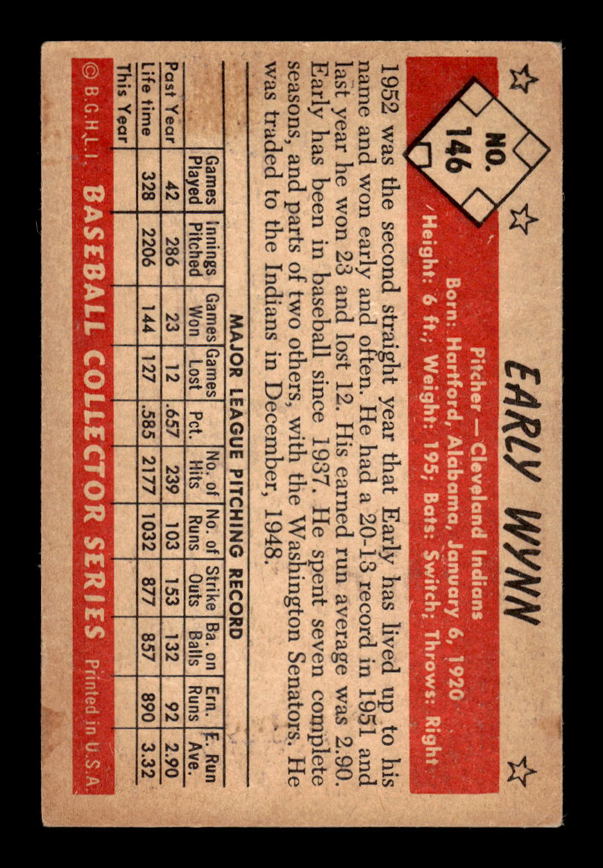 1953 Bowman Color #146 Early Wynn Cleveland Indians VG CS26014234