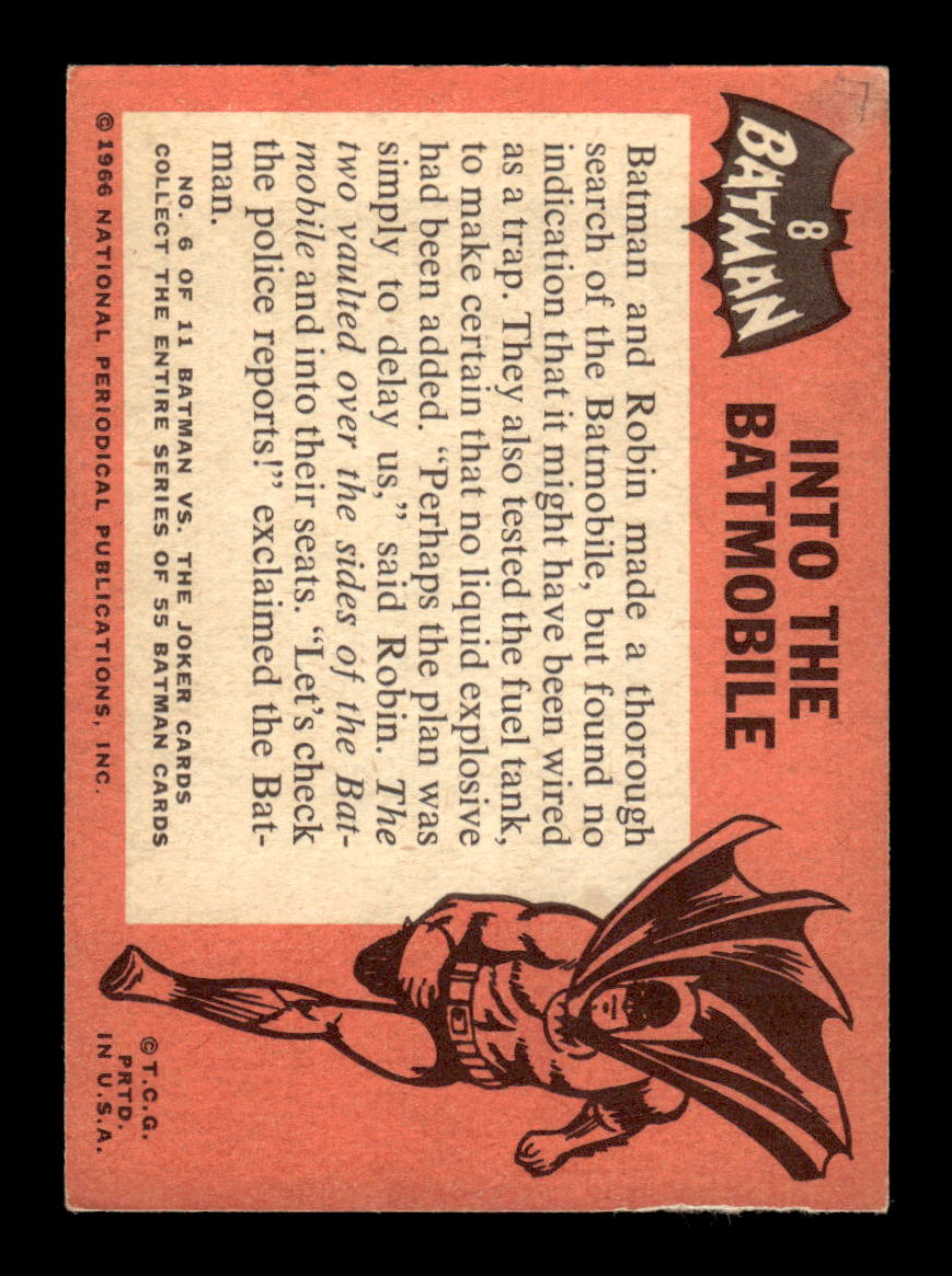 1966 Topps Batman (Black Bat Logo) #8 Into the Batmobile VG CS26014254