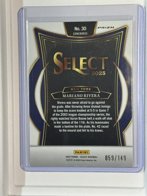 2025 Panini Select #30 Mariano Rivera New York Yankees NMT CS26014313
