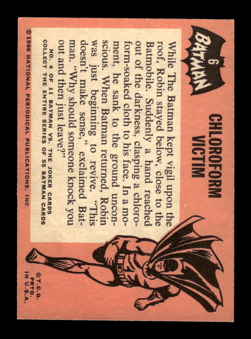 1966 Topps Batman (Black Bat Logo) #6 Chloroform Victim VGEX CS26014323