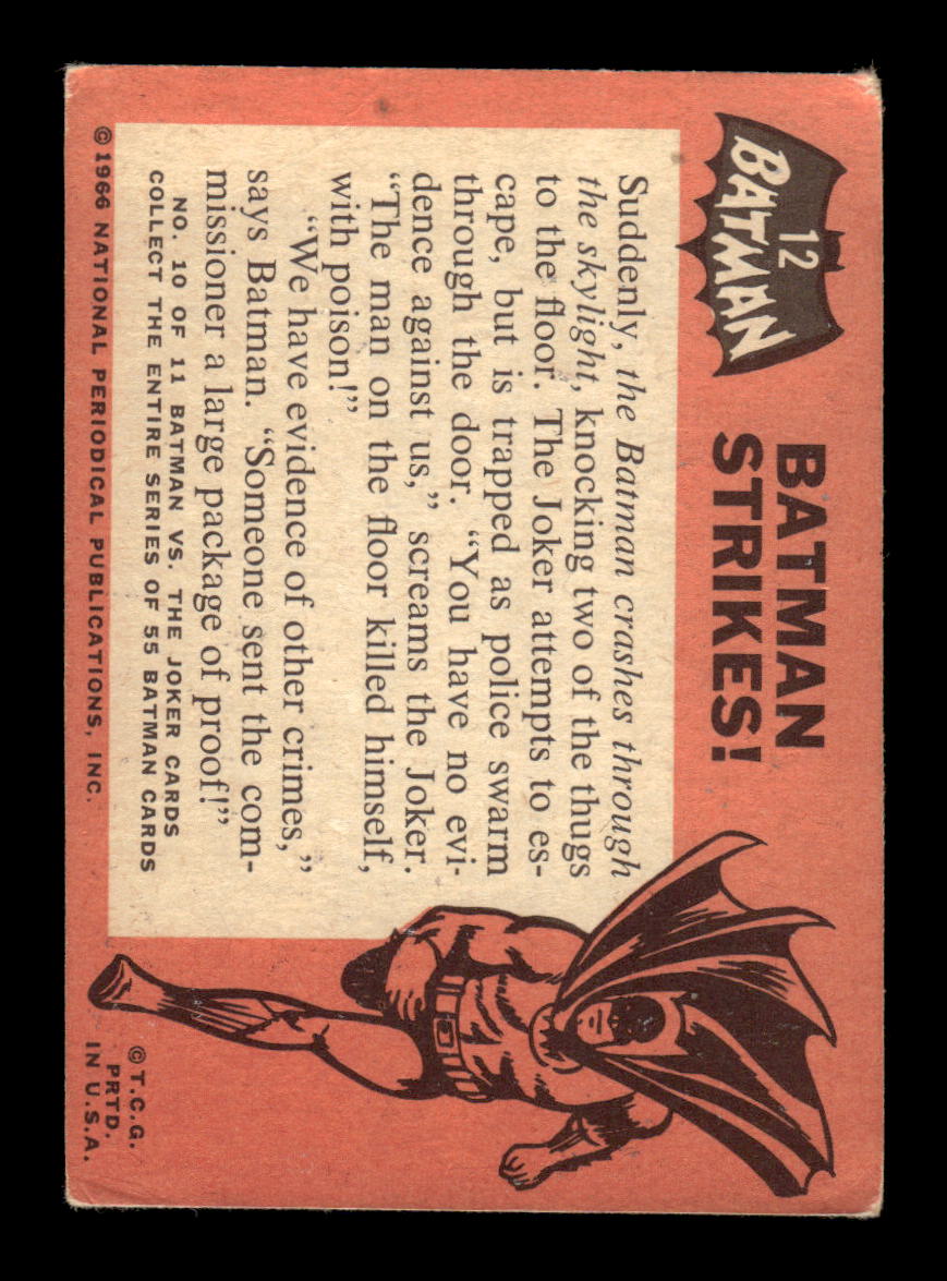 1966 Topps Batman (Black Bat Logo) #12 Batman Strikes! VG CS26014329