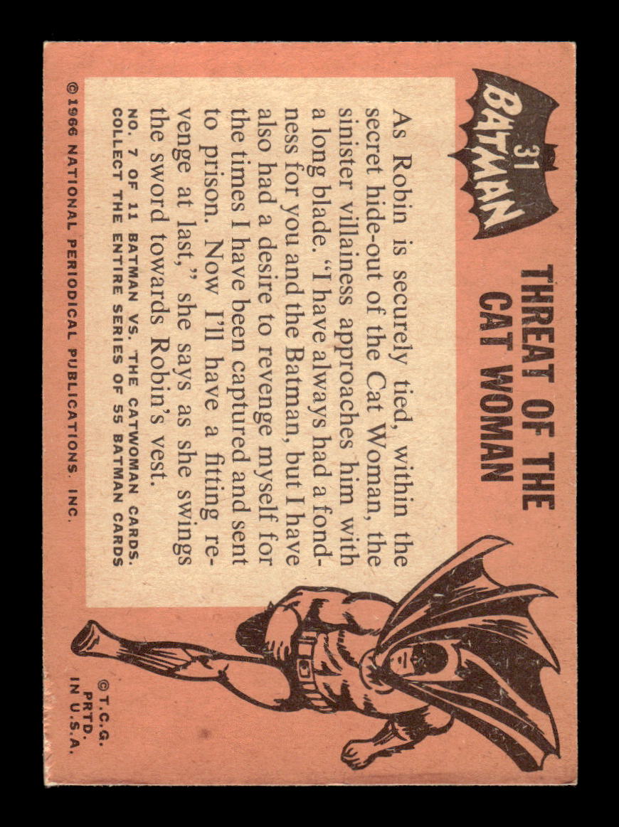 1966 Topps Batman (Black Bat Logo) #31 Threat of the Cat Woman VGEX CS26014348