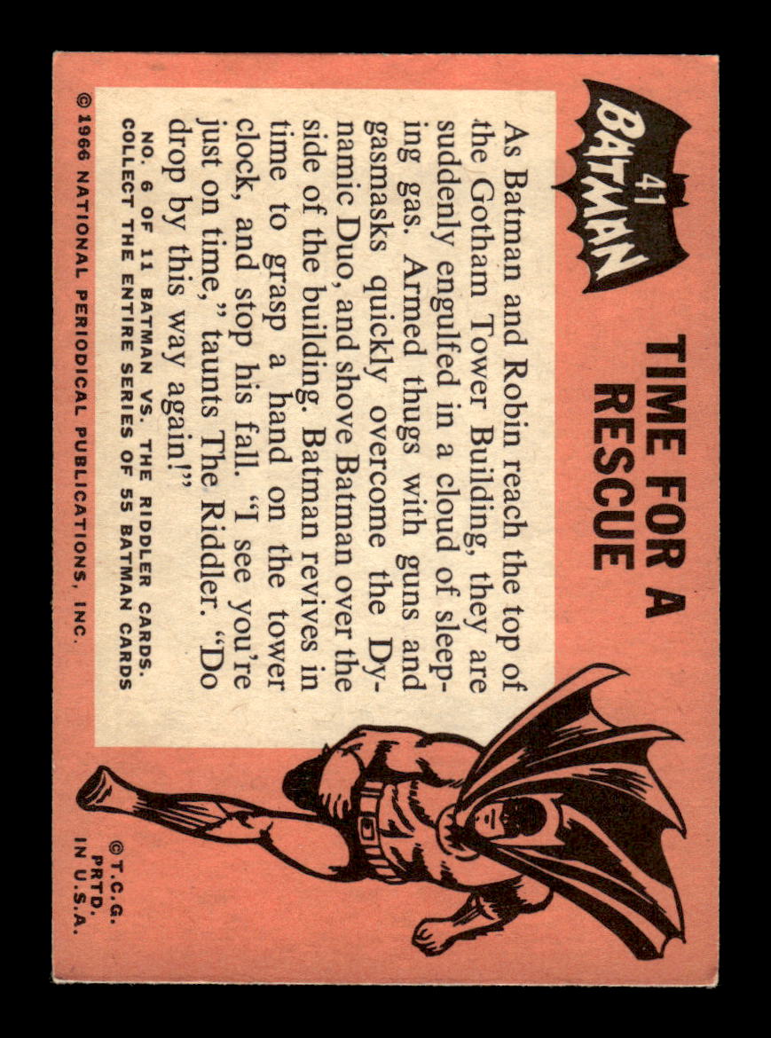 1966 Topps Batman (Black Bat Logo) #41 Time for a Rescue VGEX CS26014357