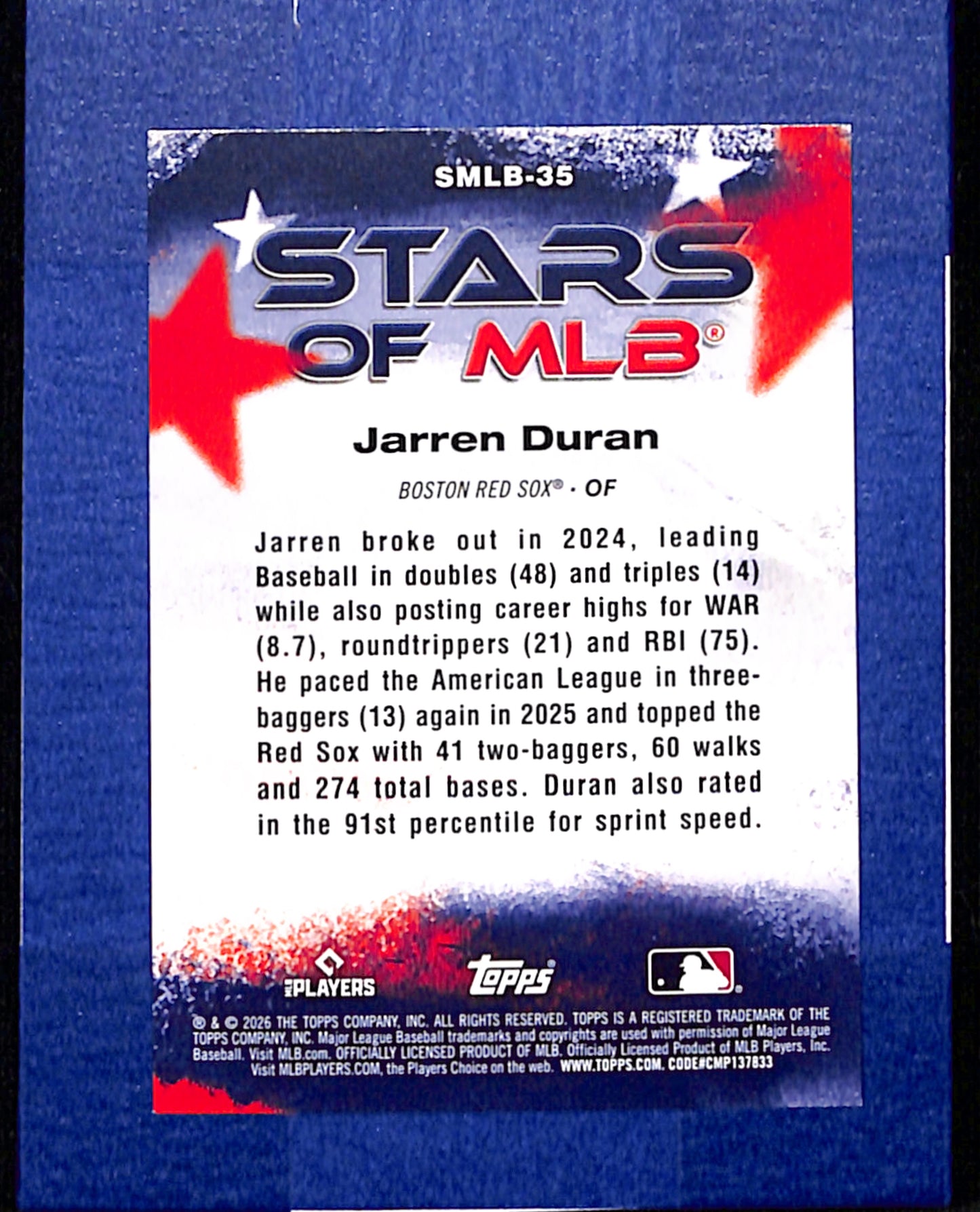2026 Topps #SMLB-35 Jarren Duran Boston Red Sox NMT CS26014392