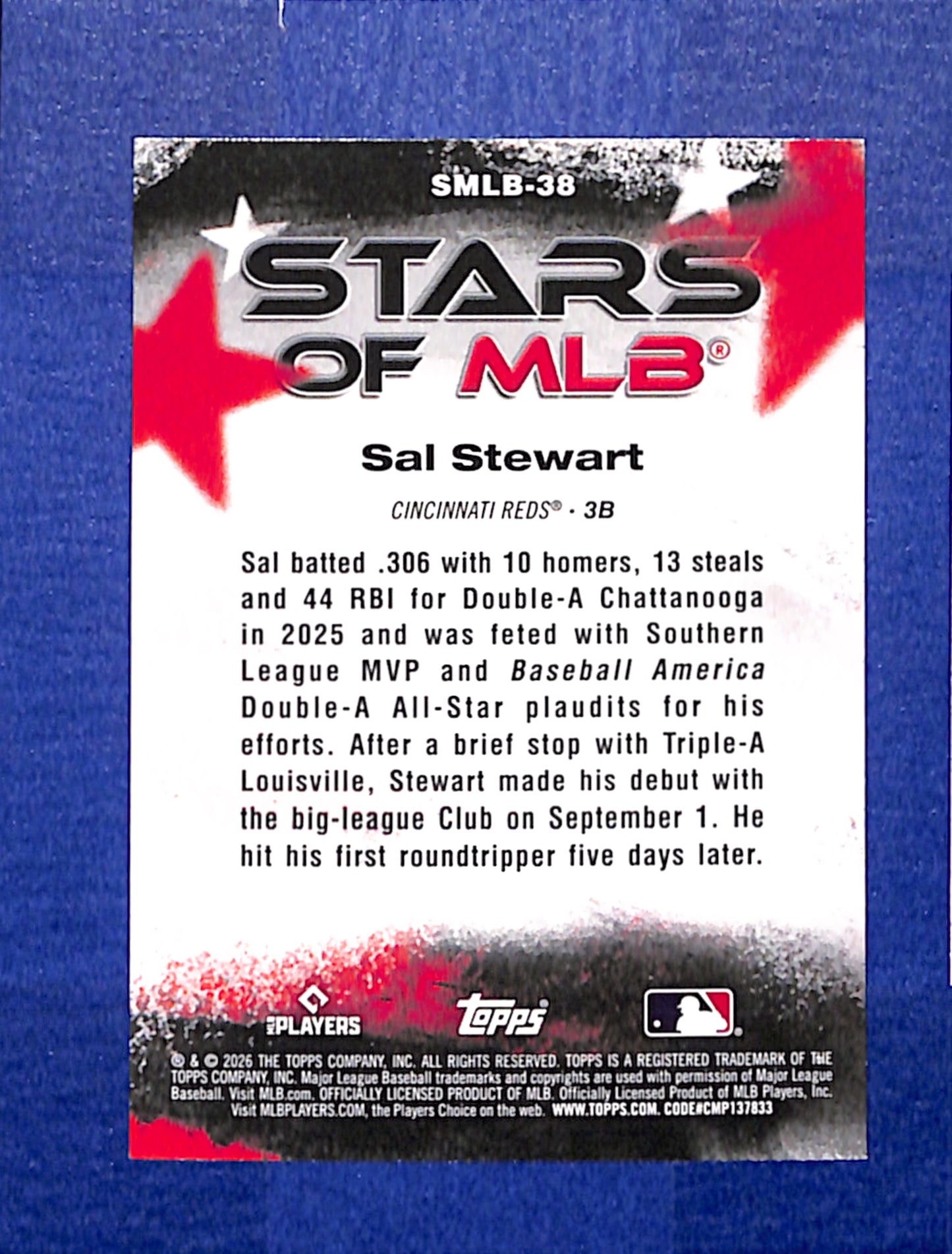 2026 Topps #SMLB-38 Sal Stewart Cincinnati Reds NMT CS26014395