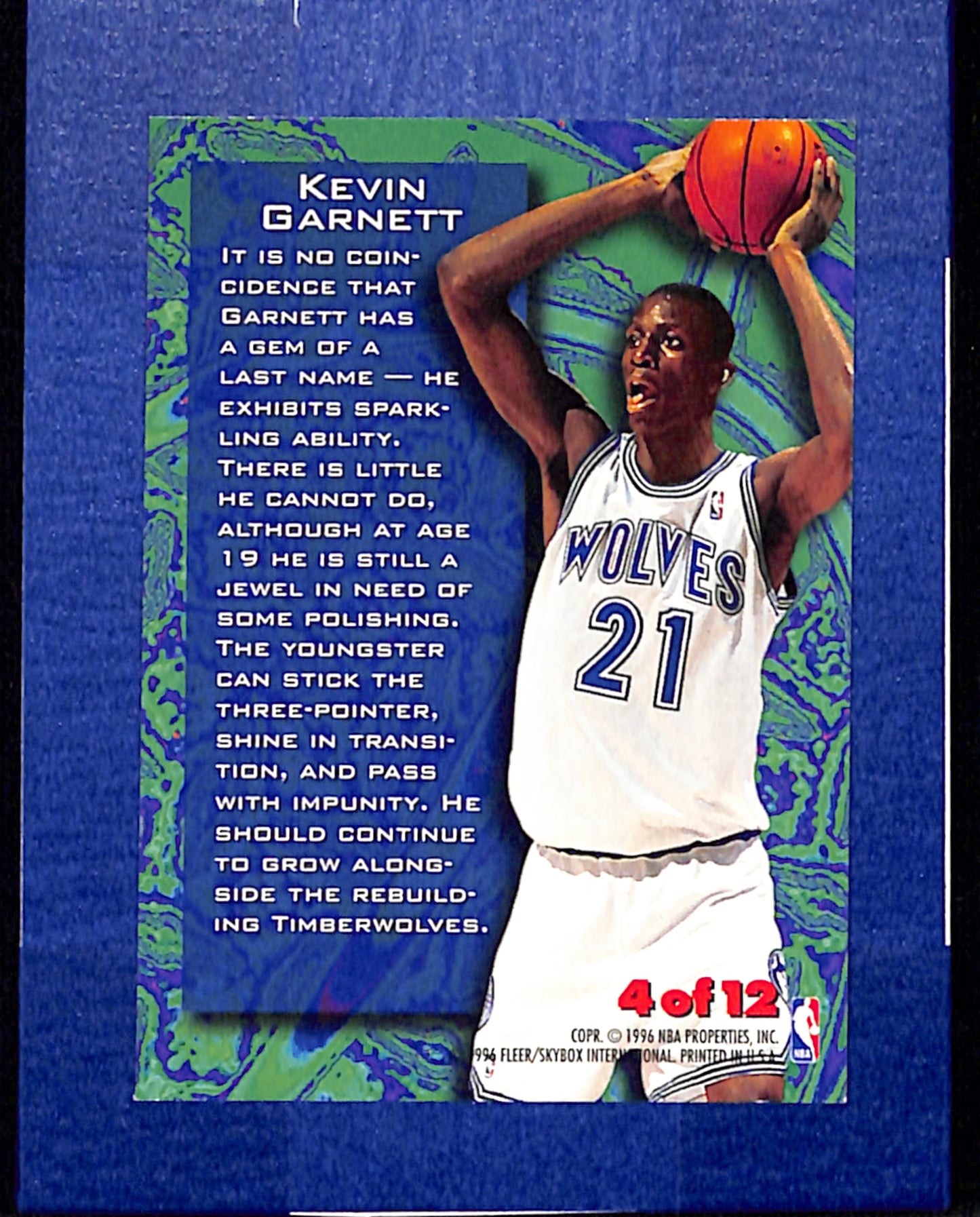 1995-96 Metal #4 Kevin Garnett Minnesota Timberwolves NMT CS26014417