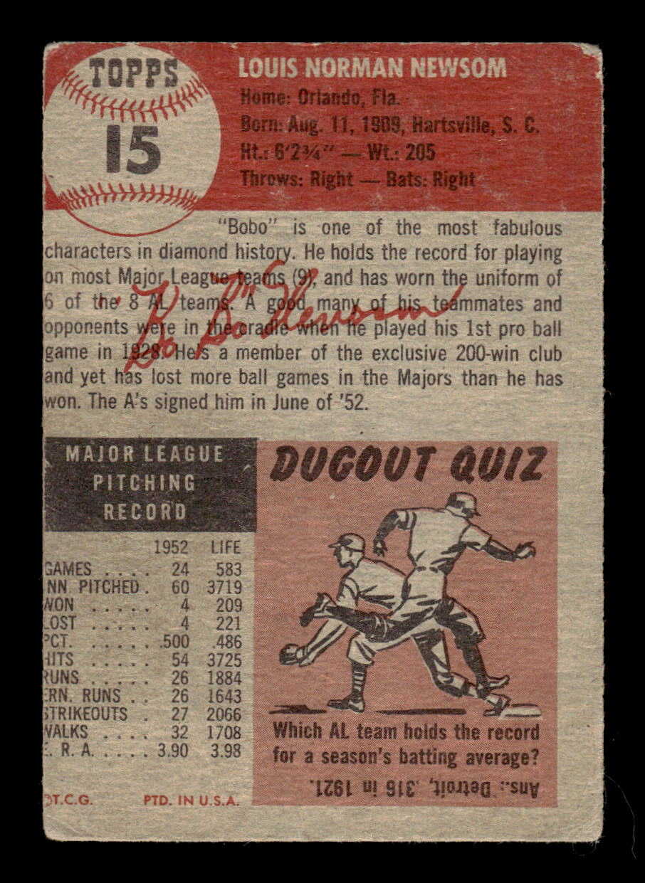 1953 Topps #15 Bobo Newsom Philadelphia Athletics VG CS26014442