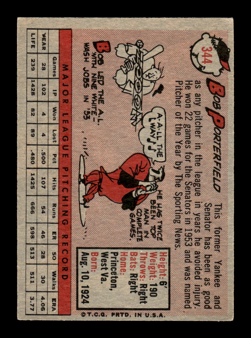 1958 Topps #344 Bob Porterfield Boston Red Sox VG CS26014444