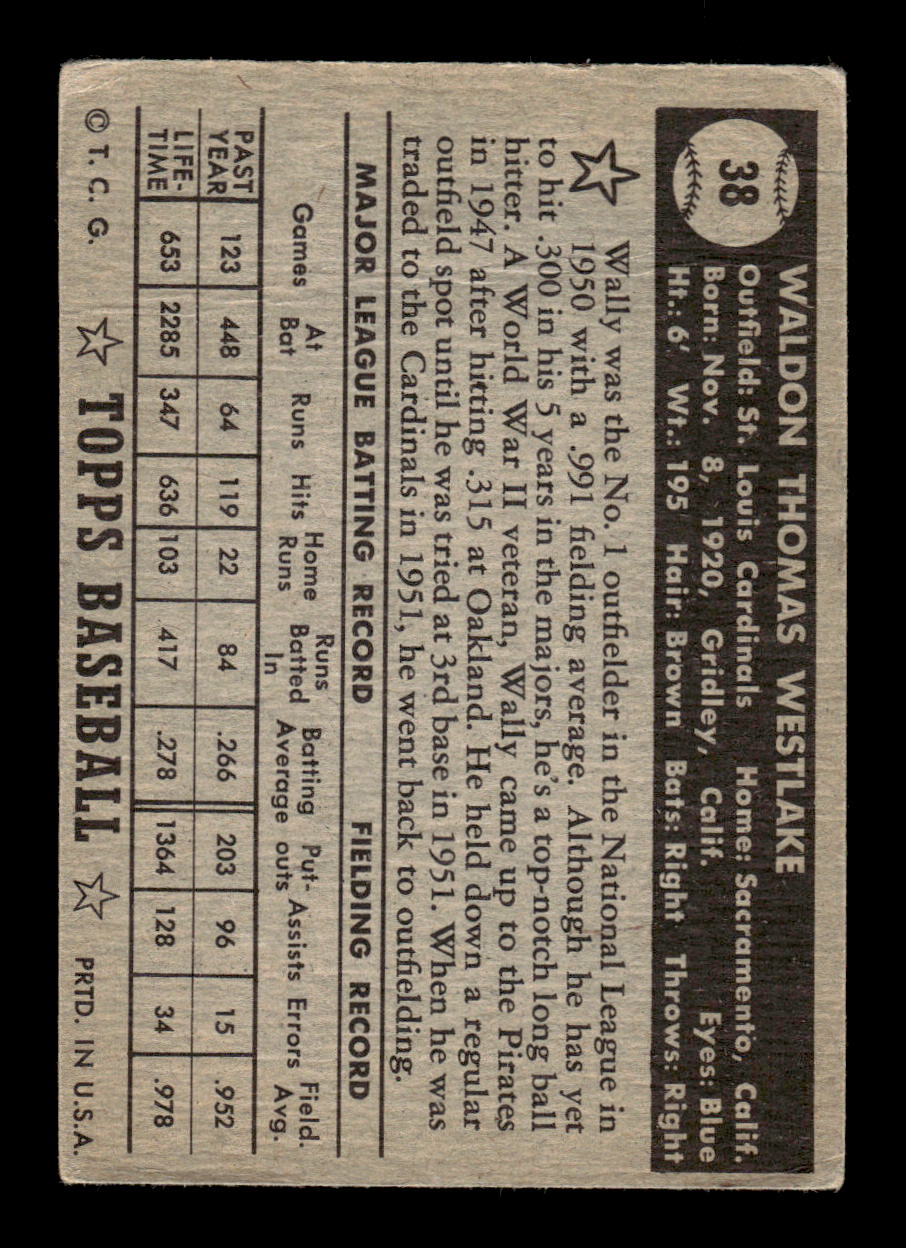 1952 Topps #38 Wally Westlake St. Louis Cardinals LOW GRADE CS26014715