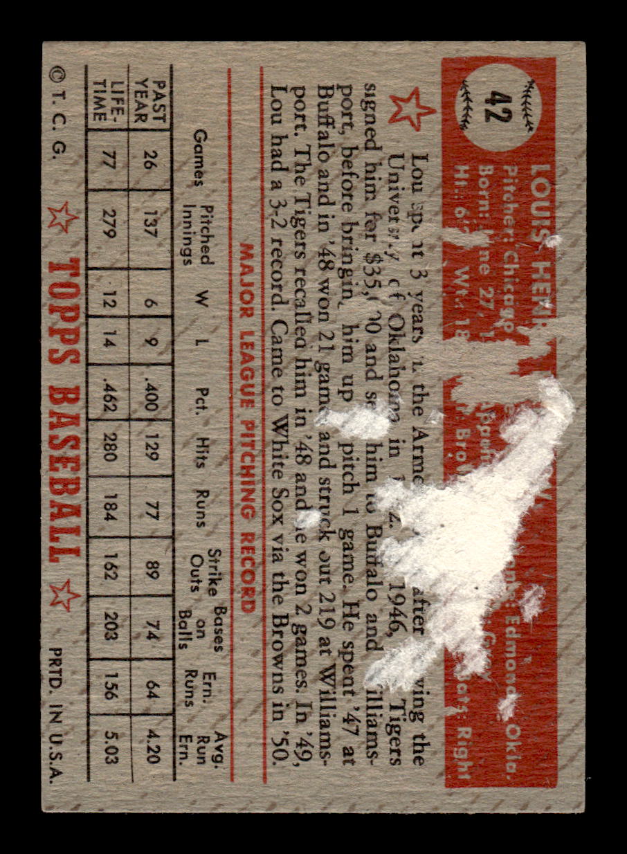 1952 Topps #42 Lou Kretlow Chicago White Sox LOW GRADE CS26014719