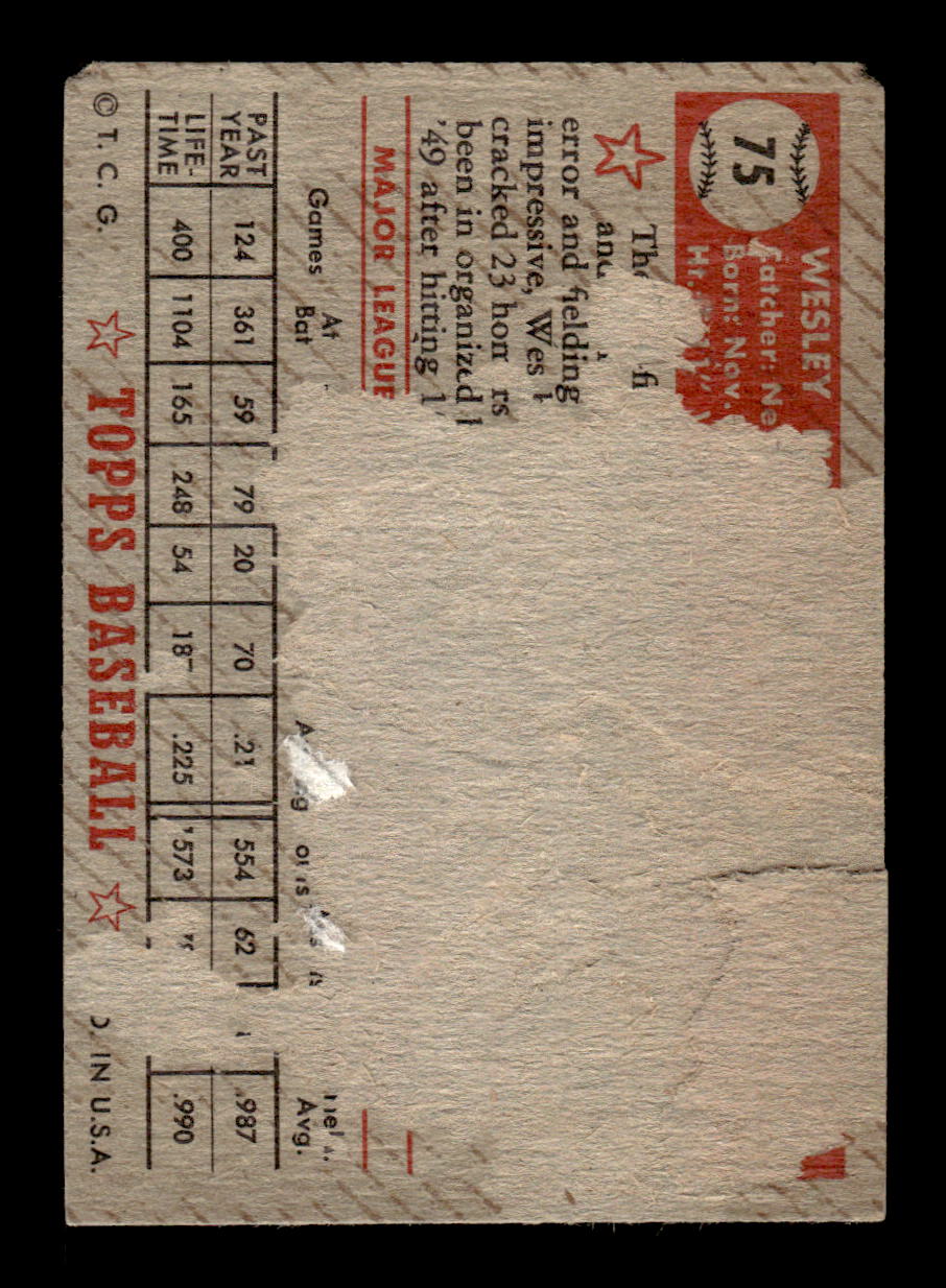 1952 Topps #75 Wes Westrum New York Giants LOW GRADE CS26014750