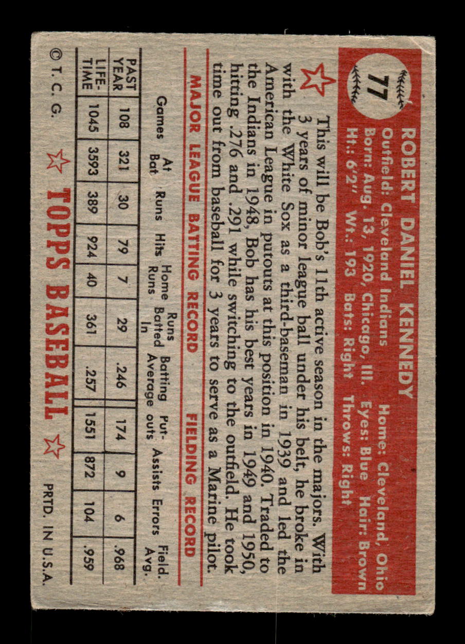 1952 Topps #77 Bob Kennedy Cleveland Indians LOW GRADE CS26014752