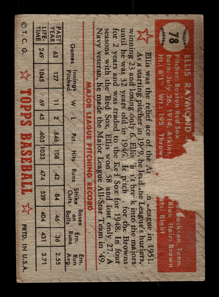 1952 Topps #78 Ellis Kinder Boston Red Sox LOW GRADE CS26014753