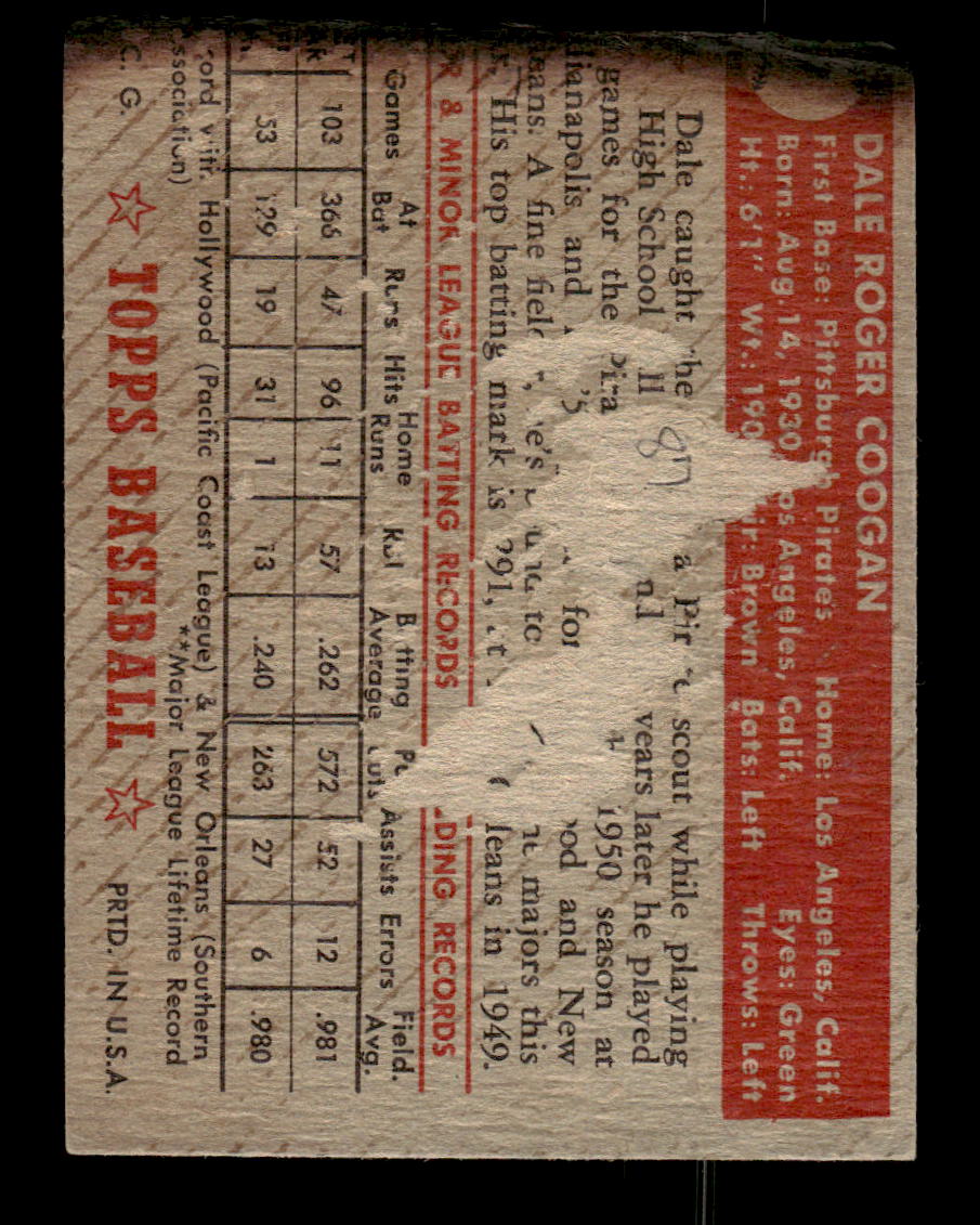 1952 Topps #87 Dale Coogan Pittsburgh Pirates LOW GRADE CS26014762