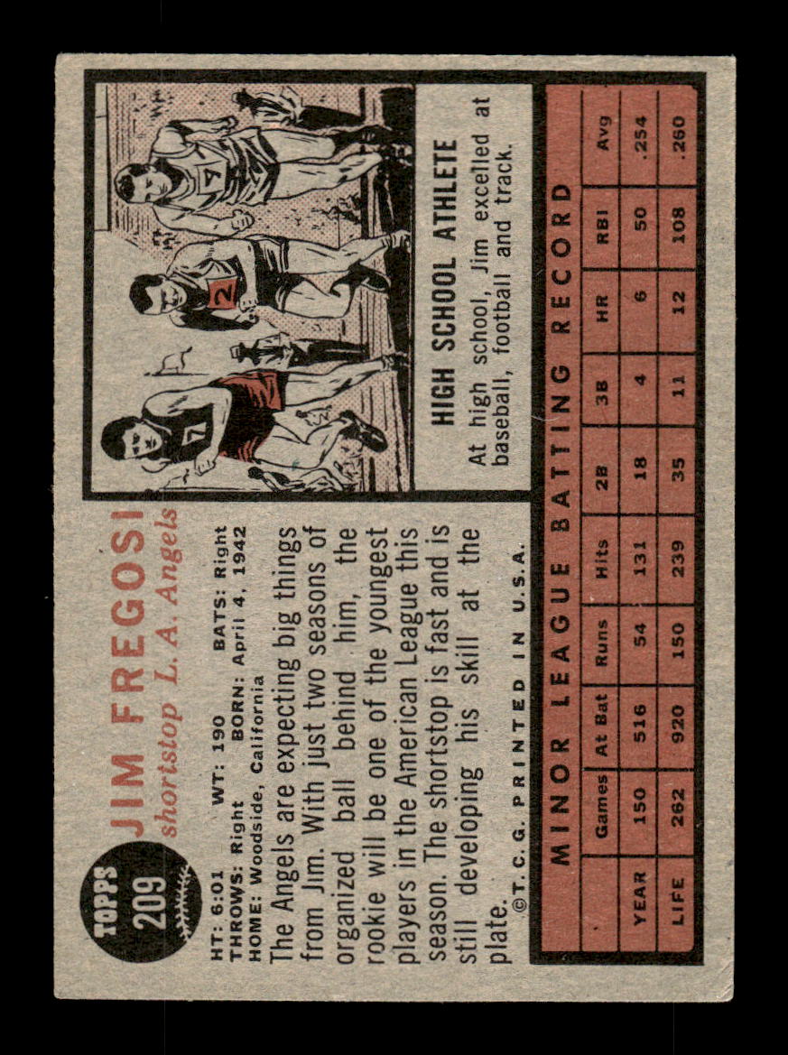 1962 Topps #209 Jim Fregosi Los Angeles Angels EX CS26014844