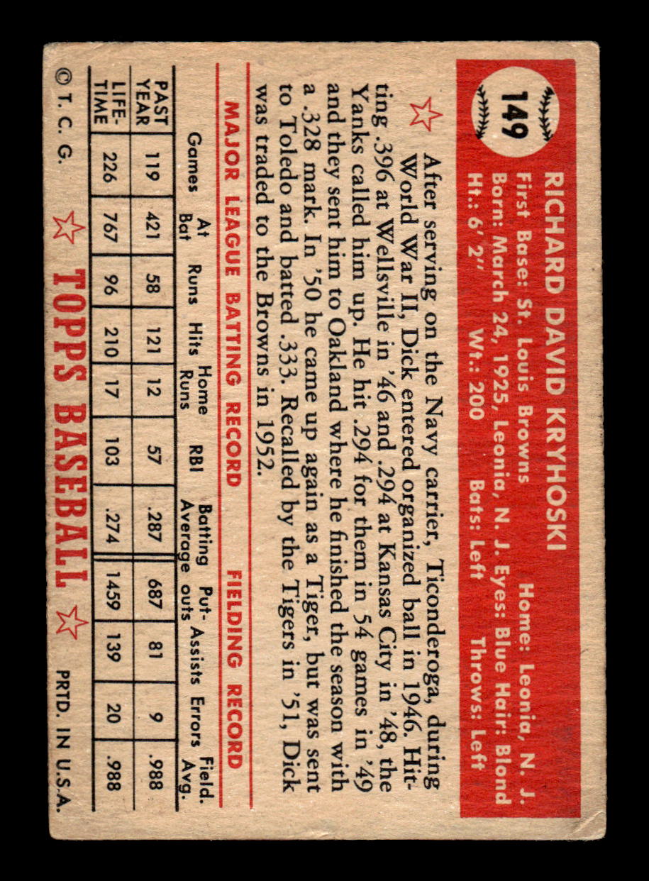 1952 Topps #149 Dick Kryhoski St. Louis Browns LOW GRADE CS26015120