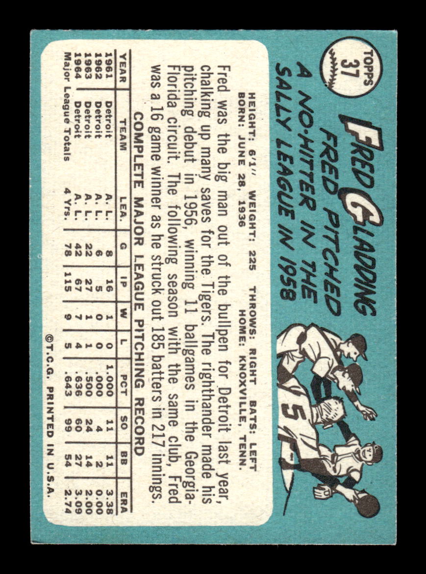 1965 Topps #37 Fred Gladding Detroit Tigers EXMT CS26015337