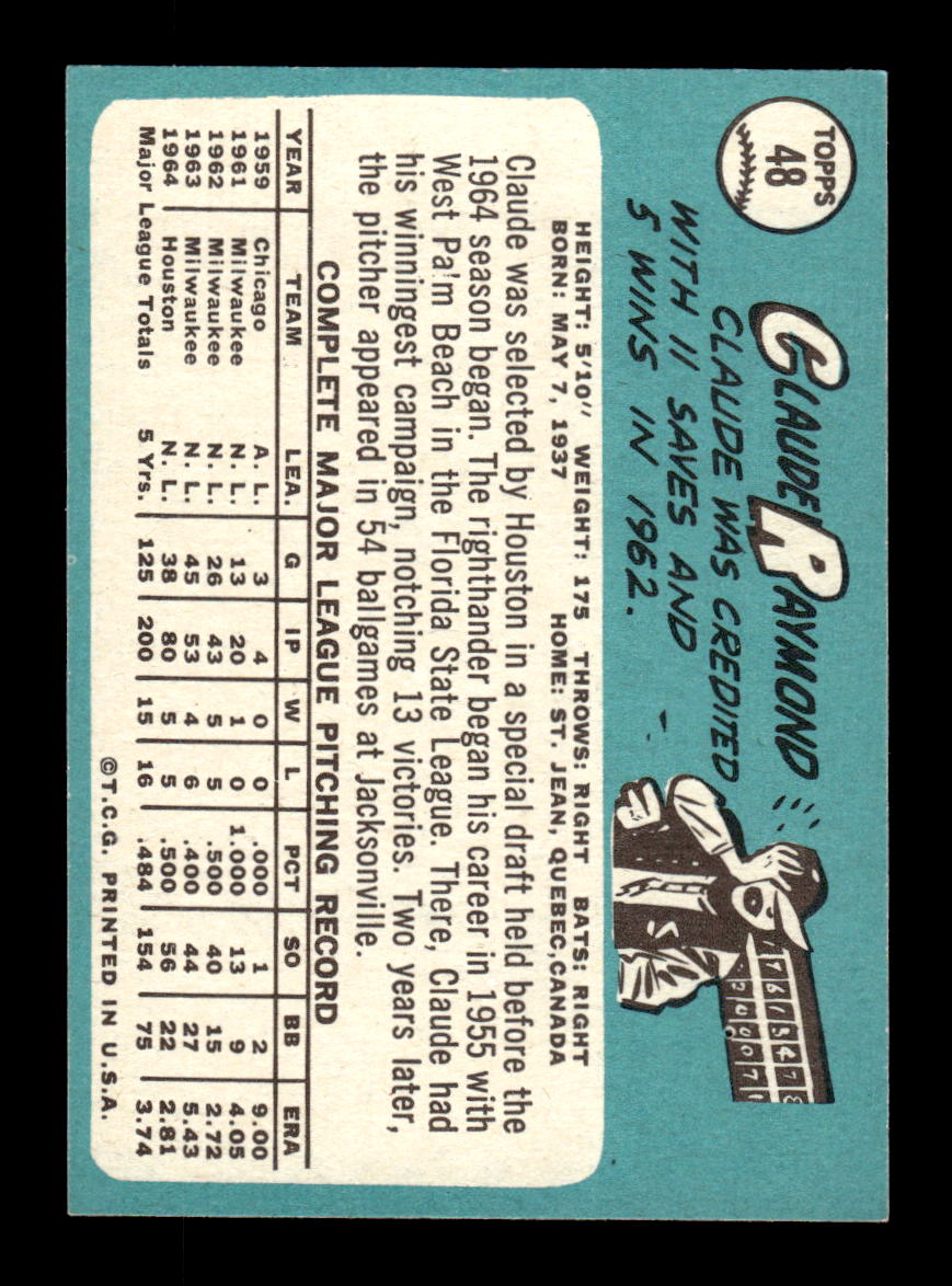 1965 Topps #48 Claude Raymond Houston Colt .45s EXMT CS26015348