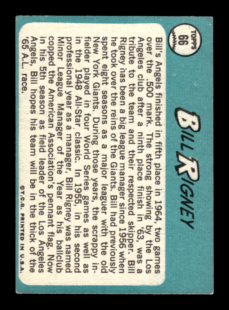 1965 Topps #66 Bill Rigney Los Angeles Angels EXMT CS26015363