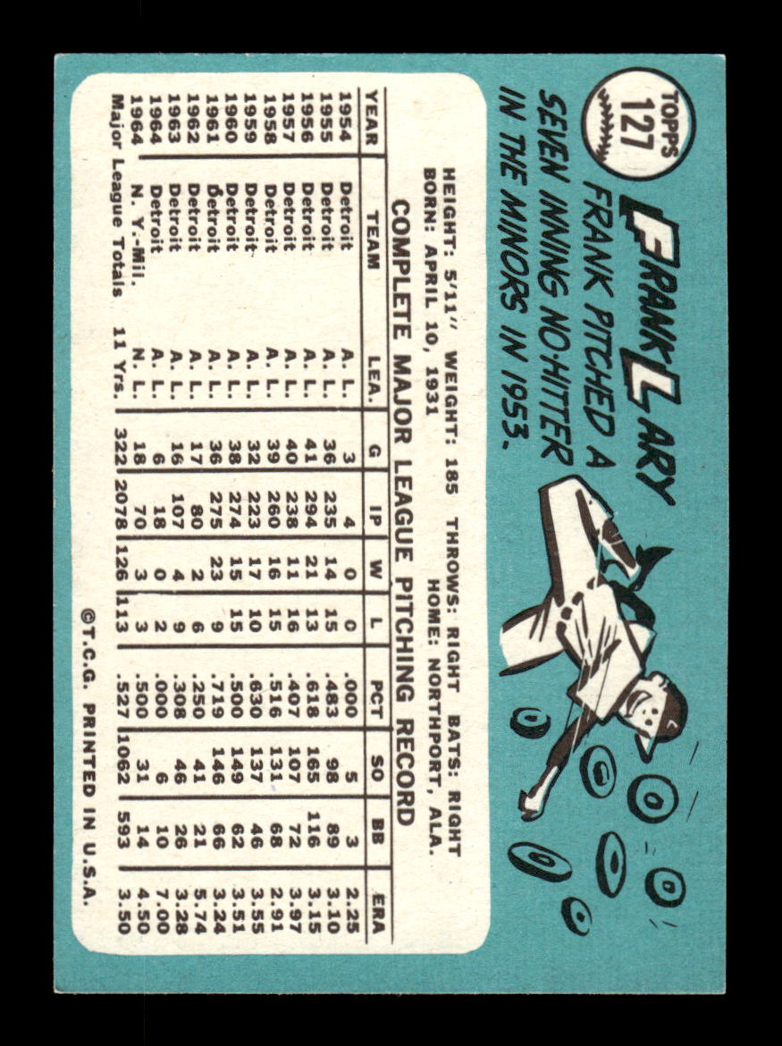1965 Topps #127 Frank Lary Milwaukee Braves EXMT CS26015413