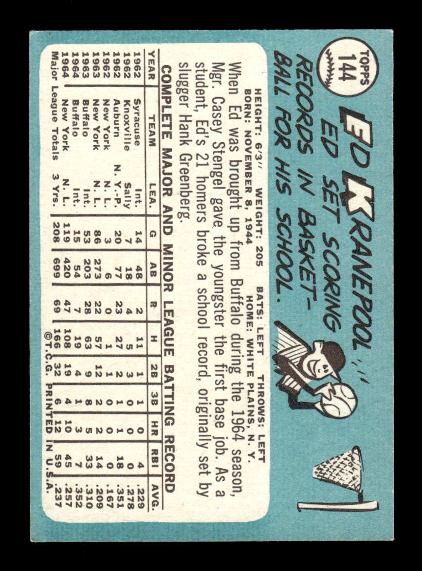 1965 Topps #144 Ed Kranepool New York Mets EXMT CS26015420