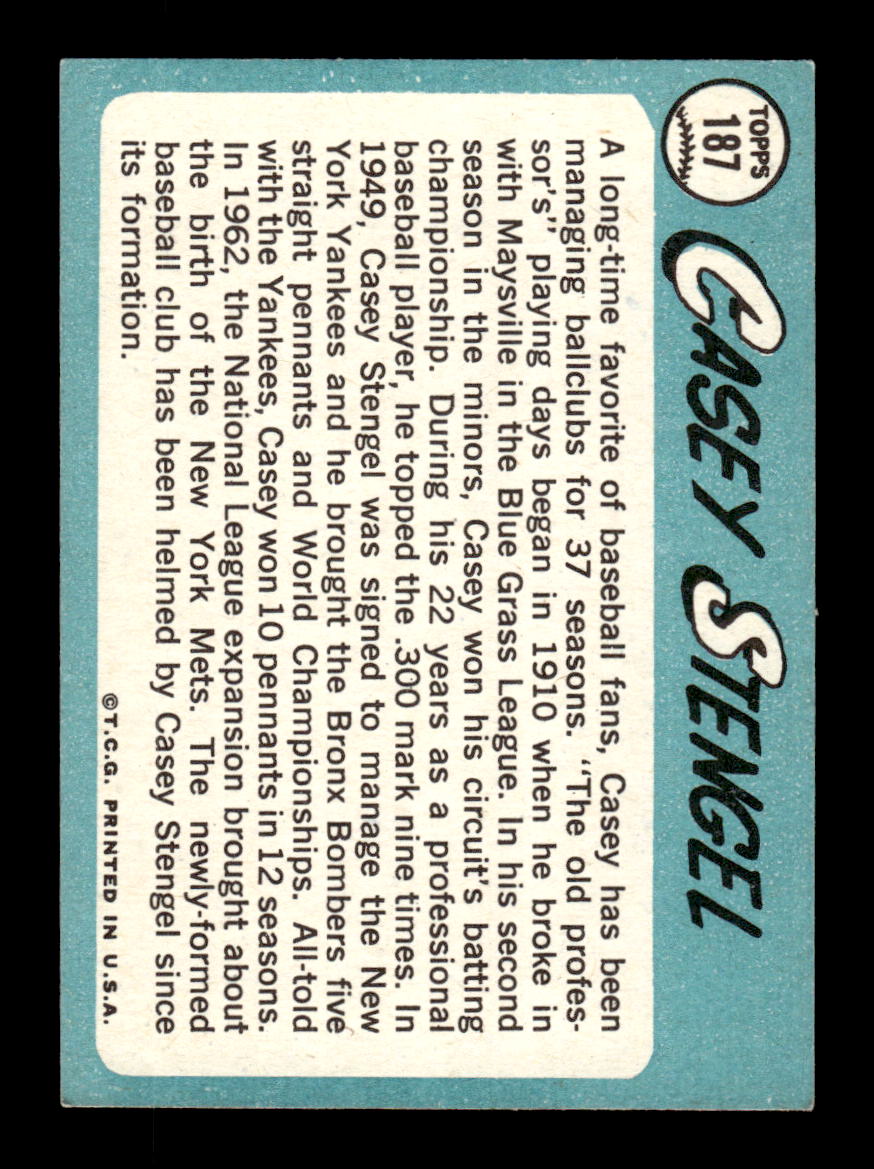 1965 Topps #187 Casey Stengel New York Mets EXMT CS26015458