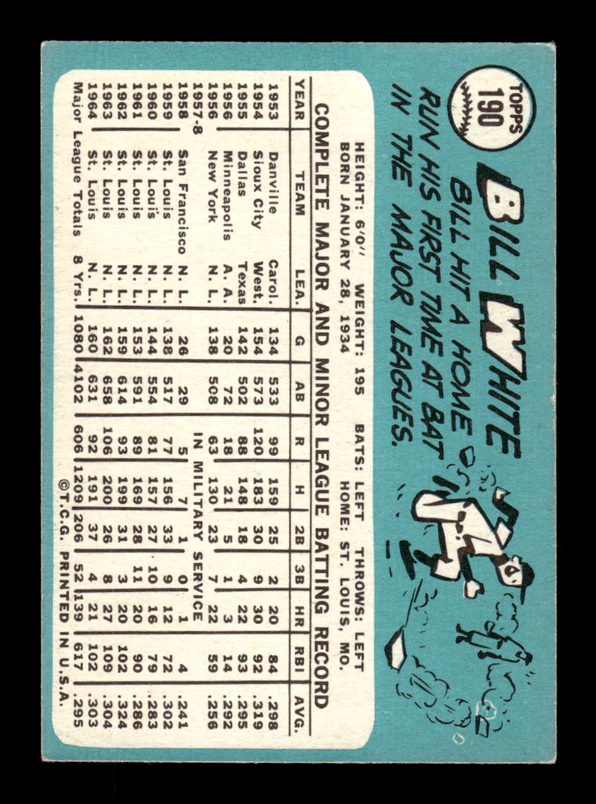 1965 Topps #190 Bill White St. Louis Cardinals EXMT CS26015461